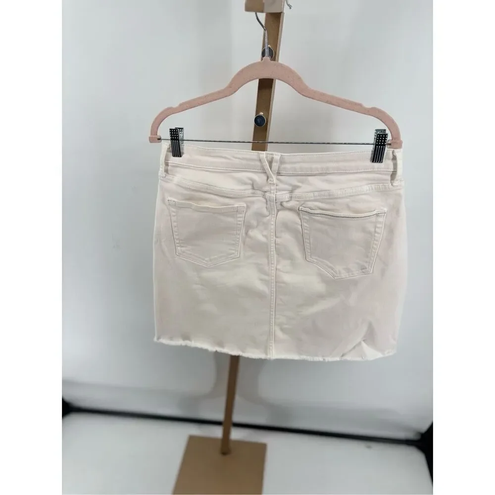Vineyard Vines White Denim Raw Hem Mini Skirt Size 10